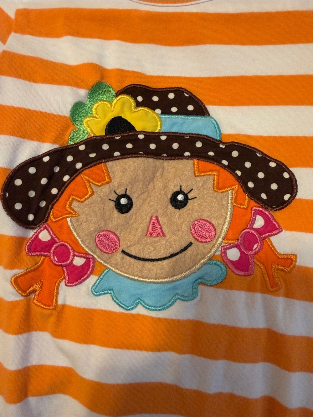 Striped Appliqué Dress Orange & White Size 1-2Y - Picture 3 of 4